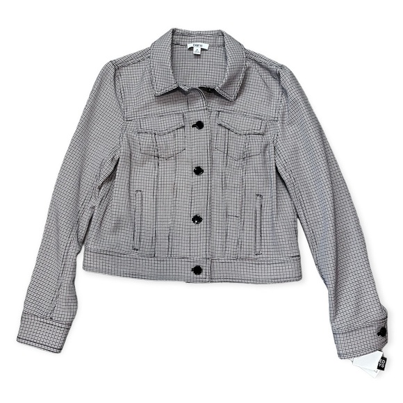Bar lll Womens New With Tags Houndstooth Cropped Open Front Jacket Size Medium - Picture 1 of 6